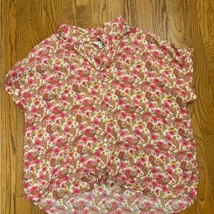 Lucky Brand Floral Paisley Tie-Front Blouse – Size L/G